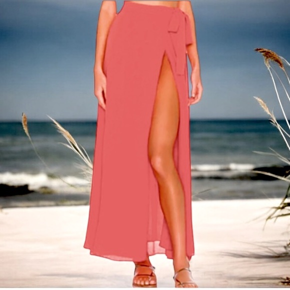Tularosa- Sweet Pea Maxi Wrap Skirt in Coral - Picture 1 of 9